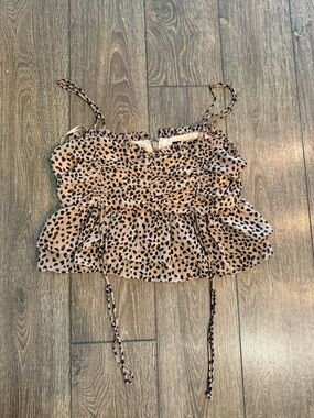 Cotton Candy LA Leopard Ruffle Tank - Tan & Black